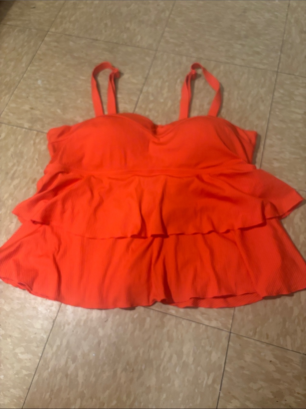 Ruffled Camisole Tank Top - Bright Coral